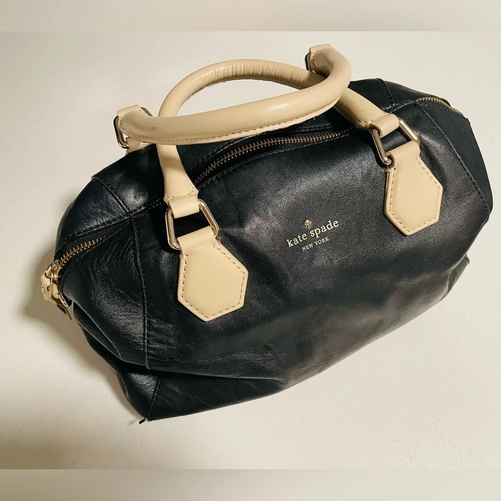 NWOT Kate Spade Catherine Street Black/Tan Pebbled Leather Bag